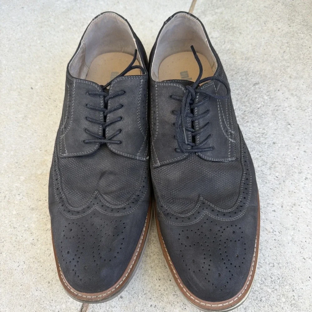 Kenneth Cole Reaction Mens Dark Grey Wingtip Oxford Dress Shoes Brogue‎ 13M